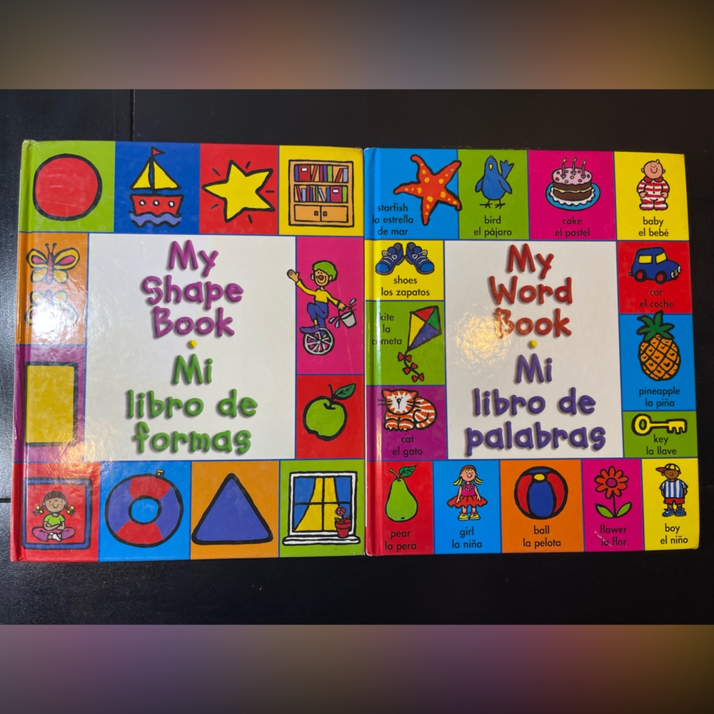 Lot 2 Bilingual English Spanish Hardcover Kids Books My Word My Shape